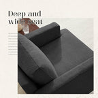 Mid-Century Accent Chair,Modern Linen Fabric Armchair for Living Room,Comfy Upholstered Reading Accent Chairs for Bedroom,Single Sofa Chair with Wood Legs (Dark Grey, 2 Pack)