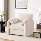 Chenille Oversized Armchair, 38.6" Wide Accent Chairs for Living Room & Bedroom Modern Lounge Chair, Upholstered Mid-Century Reading Chair, Comfy Living Room Chair, Single Sofa Chair, Beige