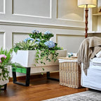 Glowpear Self Watering Planter Box - 29.5", White - UV Stable, Scalable Urban Raised Garden Bed with Water Gauge, Indoor Outdoor for Vegetables, Flowers, Herbs, and Succulents, Gardening