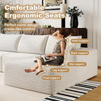 108" Sectional Couches for Living Room Modern Modular Sofa with L-Shape Couchs Upholstered Boneless Couch Deep Seat Sectional Couch with Chaise (White, Right Facing Chaise+2Seaters+1Ottoman)