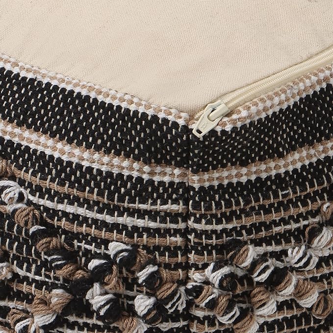 REDEARTH · Tufted Pouf Ottoman with Filler Textured Storage Cube Bean Bag Pouffe Footrest Living Room, Bedroom, Nursery, Indoor, Covered Patio; 100% Cotton (17.5"X17.5"X17.5", Black Jasper)