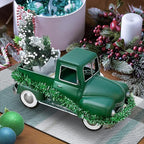 Farmhouse Green Truck Decor, Metal Pickup Truck Planter, Truck Decor, Vintage Truck Decor Desktop Storage Decor Model for Home Indoor and Outdoor Table Center Decor