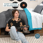 Bare Home Twin/Twin Extra Long Comforter - Reversible Colors - Goose Down Alternative - Ultra-Soft - Premium 1800 Series - All Season Warmth - Bedding Comforter (Twin/Twin XL, Grey/Aqua)