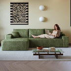 108" Sectional Couches for Living Room Modern Modular Sofa with L-Shape Couchs Upholstered Boneless Couch Deep Seat Sectional Couch with Chaise (Green, Left Facing Chaise+2Seaters)