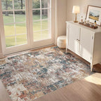 Tortania Washable 3x5 Area Rug - Modern Abstract Neutral Rugs Indoor Soft Thin Mat Non Slip Carpet for Entrance Front Door Living Room Bedroom Home Floor Decoration - Colorful Multi