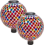 Sunnydaze 10-Inch Solar Gazing Ball for Garden - Glass Outdoor Gazing Globe - Summer Trellis - Set of 2