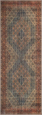 Keen Home Design 2x10 Rug - Machine Washable Runner Rug with Non-Slip Backing, Ideal for Hallway, Entryway, Kitchen, Laundry Room - Vintage, Easy Clean, Durable, Low Pile - (2'6" x 10')