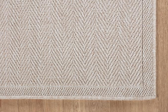 CAMILSON Easy Jute Rug 2x3, Indoor Outdoor Off-White Color Fiber Area Rugs for Bathroom and Kitchen Rug, Herringbone Seagrass Boho Woven Design, Easy-Cleaning, Washable Outside Carpet Alfombras 2 x 3