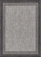 Bordered Outdoor Rug 10x14 Washable Outside Carpet for Indoor Patio Porch Waterproof Easy Cleaning Non Shedding Area Rugs Dark Gray 10 x 14