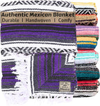 Del Mex Classic Mexican Blanket, Large Authentic Woven Falsa Throw (70"x50"), Artisan Southwest Décor for Beach, Yoga, Outdoors (Purple)