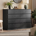 LINSY HOME 10 Drawer Dresser for Bedroom, 53" Wide Chest of Deep Drawers, Modern Farmhouse Wood Dressers with Storage, Large Drawer Organizer for Bedroom, Living Room, Handless Design, Black
