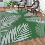 GENIMO Outdoor Rug 6' x 9' Waterproof for Patios Clearance, Reversible Plastic Straw Camping Carpet, Large Area Rugs Mats for RV, Picnic, Backyard, Deck, Balcony, Porch, Beach, Green&Grey