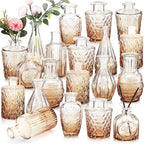 20 Pcs Glass Bud Vase Set Small Vintage Flower Vase in Bulk for Centerpieces Rustic Decorative Glass for Wedding Table Home Christmas Decoration (Amber)