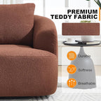Luxlen Swivel Accent Chair with Pillow for Living Room, Teddy Fleece Upholstered Single Sofa, 360° Rotating Barrel Chair with Metal Base for Bedroom, Office, Apartment - Brown
