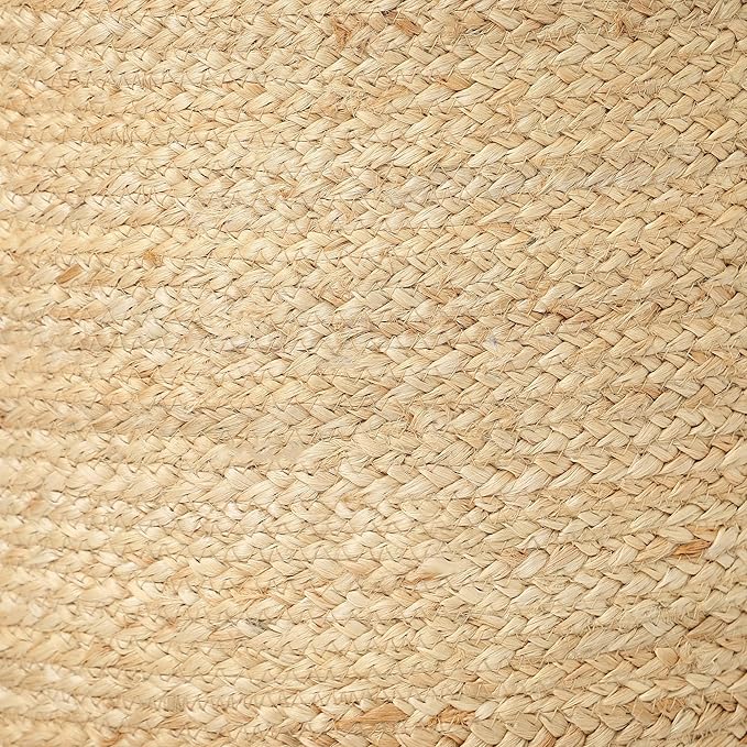 REDEARTH · Cylindrical Pouf Foot Stool Ottoman - Jute Braided Pouffe Poof Accent Sitting Footrest for Living Room, Bedroom, Nursery, Patio, Lounge & Other Rooms (Natural, 18"x18"x14")