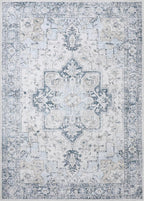 GENIMO 5x8 Area Rugs for Living Room, Machine Washable Low Pile Rugs, Chenille Non Slip Vintage Rug for Bedroom, Dining Room, Home Office, Blue