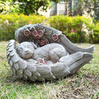 Solar Dog Garden Statues Outdoor Décor- Dog Figurines Solar LED Light Lawn Ornaments - Yard Decorations for Patio, Balcony, Backyard -Unique Birthday House Warming Gifts for Mom