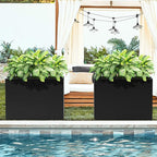 FENCY Metal Rectangular Planter Box Large Planters for Outdoor Plants, Rectangular Tall Planters for Outdoor Plants with Drainage Holes (35.4" L x 9" W x 25.6" H)