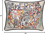 Catstudio United States of America Embroidered Pillow - U.S.A. Souvenir Decorative Throw Pillow with Original Artwork for Patriots, Travel Souvenir
