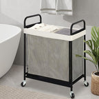 STO STO Laundry Hamper 2 Section, 100L Rolling Laundry Sorter Cart with Removable and Washable Liner Bag, Rolling Clothes Hamper with Metal Handle for Laundry Room and Bedroom