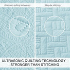 Love's cabin King Size Quilt Set Spa-Blue Bedspreads - Soft Bed Summer Lightweight Bedspread Comforter - Modern Style Coin Pattern Coverlet for All Season - 3 Pieces (1 Quilt, 2 Pillow Shams)