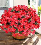 Ivydale Artificial Bougainvillea Flowers for Outdoors Decoration, 4 Bundles Fake Flower UV Resistant Realistic Silk Flowers for Outside, Faux Plants for Planter Patio Porch Home Decor (Red)