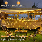2 Pack Solar String Lights Total 480LED 158FT, IP67 Waterproof String Lights for Outside with 8 Modes, Upgraded Solar Panel Fairy Lights for Garden Party Wedding Decorations (Warm White)