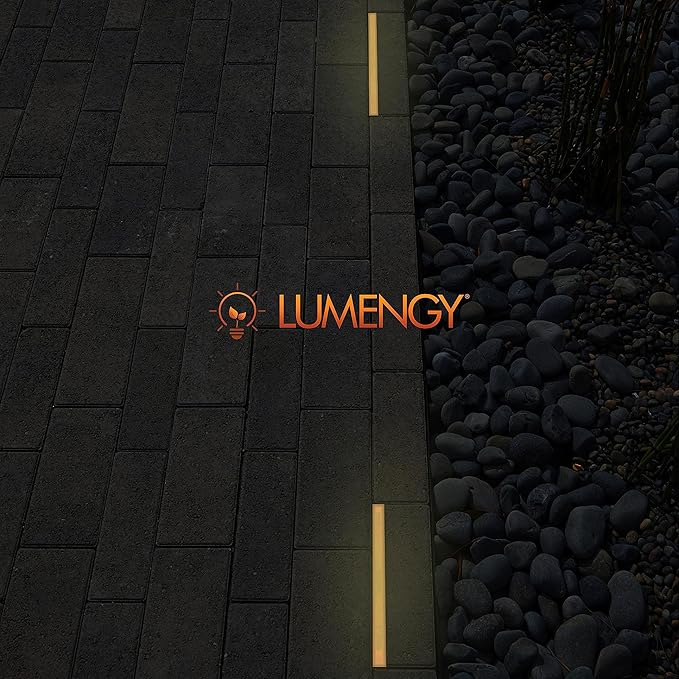 LUMENGY Paver Light Slim 0.5x9 Inch (0.55X8.85X2.2) Glare-Free Steel Brick Lighting for Pavers, Walls, Driveway & Pathway Borders 2700K Warm White, Waterproof IP67, Drive-Over Rated - 12V AC/DC