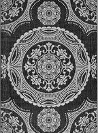 Medallion Outdoor Rug 10x14 Washable Outside Carpet for Indoor Patio Porch Waterproof Easy Cleaning Non Shedding Area Rugs Black 10 x 14