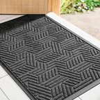 Mibao Front Door Mat Outside Entrance, Durable Outdoor Indoor Mat, Low Profile Heavy Duty Doormat, Non-Slip, Traps Dirt and Moisture, Easy Clean Patio Porch Entryway Mat, 32" x 47", Grey