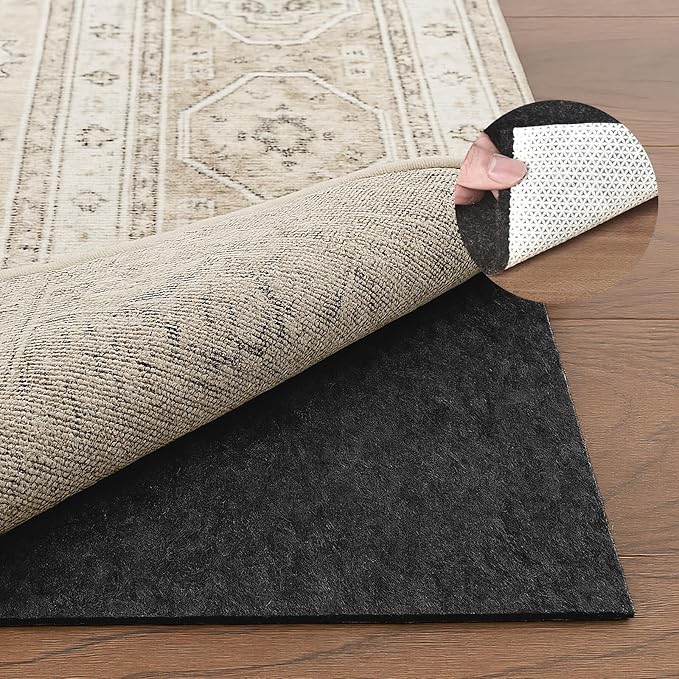 Deep Dream 1/4" Thick Felt and Natural Rubber Backing Rug Pad - Non Slip Carpet Gripper for 2 x 10 Ft Area Rugs - Protective Cushioned Pads for All Floors