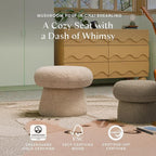 Babyletto Kids Mushroom Pouf - Ottoman Foot Rest - Poofy Plush Round Footrest Stool for Couch - GREENGUARD Certified Soft & Stuffed, Comfy Pouf Ottoman for Living Room & Nursery Floor - Chai Shearling