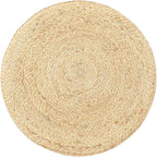 REDEARTH · Cylindrical Pouf Foot Stool Ottoman - Jute Braided Pouffe Poof Accent Sitting Footrest for Living Room, Bedroom, Nursery, Patio, Lounge & Other Rooms (Natural Olive, 18"x18"x14")