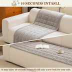 MYSKY HOME Couch Covers for 3-4 Cushion Sofa Pet Friendly, Couch Cover for Dogs, Sofa Covers for Pets Washable, Soft Non-Slip Sofa Slipcovers Furniture Protector Covers, Light Grey, 27.6" x 82.7"