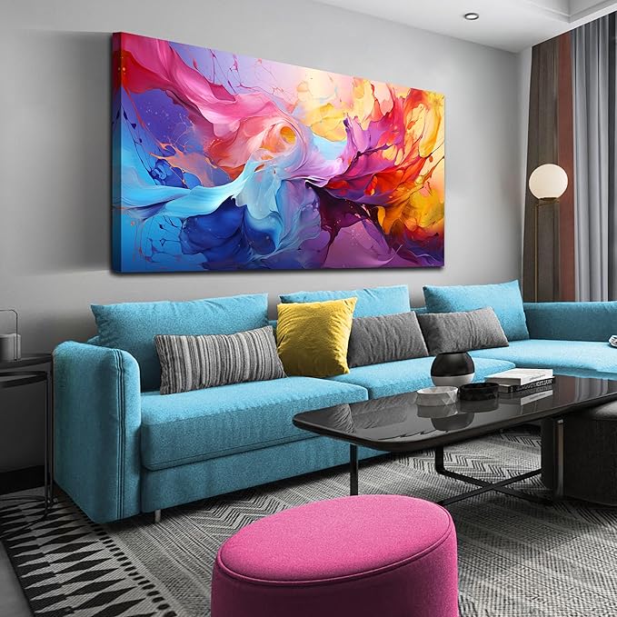 GUGIKA Abstract Wall Art for Living Room, Colorful Canvas Wall-Art for Bedroom, Print, 29x59 Inches