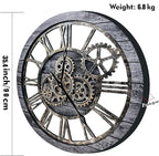 The B-Style Large Wall Clock 24 inch Moving Gear Wall Clock Oversized Vintage Farmhouse Wall Clocks for Living Room Decor Rustic Industrial Wood Clock (Carbon Gray, 36 inch/90cm)