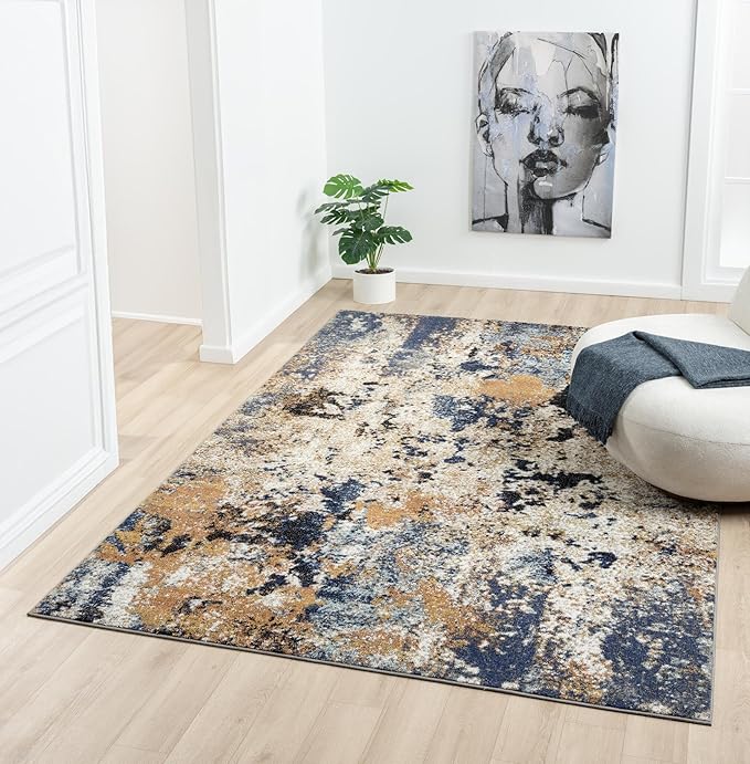 Keen Home Design Area Rugs - 6x9 Non-Shedding, Abstract Rugs for Kitchen, Living Room, Bedroom, Dining Room, Entryway - Size: 5'11" x 9'2", Multi