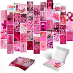 Y2K BOO Vibrant Pink Wall Collage Kit - 50pcs Aesthetic Posters for Room Decor, Perfect Dorm and Bedroom Wall Art, Fun and Feminine Pink Collage Kit for Teen Girls' Playful Rooms