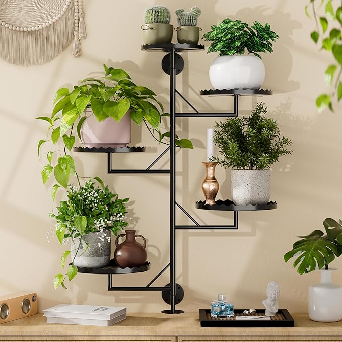 Rotating Wall Plant Shelves Versatile Window Plant Shelf for Indoor Plants Bathroom Living Room Use Wall Planter with Durable Metal Material 5 Pots