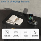 Alohappy Black Fluted Dresser with 5 Drawer and Charging, 48" Tall Mid Century Modern Chest of Drawers with Curved Profile Design, Wood Storage Dressers