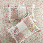 Secgo Queen Comforter Set for Bed - 100% Cotton Quilts Queen Size, Black Bedspreads (90 * 98 Inch) with 2 Pillow Shams, Patchwork Reversible Lightweight Bedding