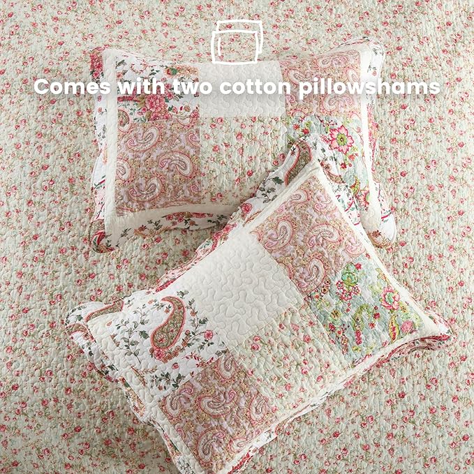 Secgo King Comforter Set for Bed - 100% Cotton Quilts King Size, Black Bedspreads (98 * 104Inch) with 2 Pillow Shams, Patchwork Reversible Lightweight Bedding