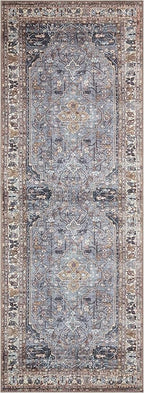 Keen Home Design 2x7 Rug - Machine Washable Runner Rug with Non-Slip Backing, Ideal for Hallway, Entryway, Kitchen, Laundry Room - Vintage, Easy Clean, Durable, Low Pile Rug - (2'6" x 7')