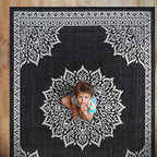 CAMILSON Outdoor Rug, 8x10 Medallion Black White Modern Area Rugs for Indoor and Outdoor Patios, Kitchen and Hallway Mats, Washable Porch Deck Outside Carpet (Medallion Black, 8 x 10)