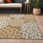 Beverly Rug Outdoor Rug 5x7 Modern Exotic Tropical Leaf Area Rugs for Indoor and Outdoor Patio Deck Porch Garden Water Resistant Washable Outside Carpet (5 x 7 Wooden)
