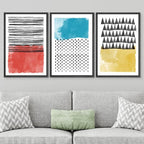 SIGNWIN Canvas Print Wall Art Squares and Abstract Line Art Geometric Line Illustrations Modern Art Mid-Century Modern Warm for Living Room, Bedroom, Office - 24"x36"x3 Black