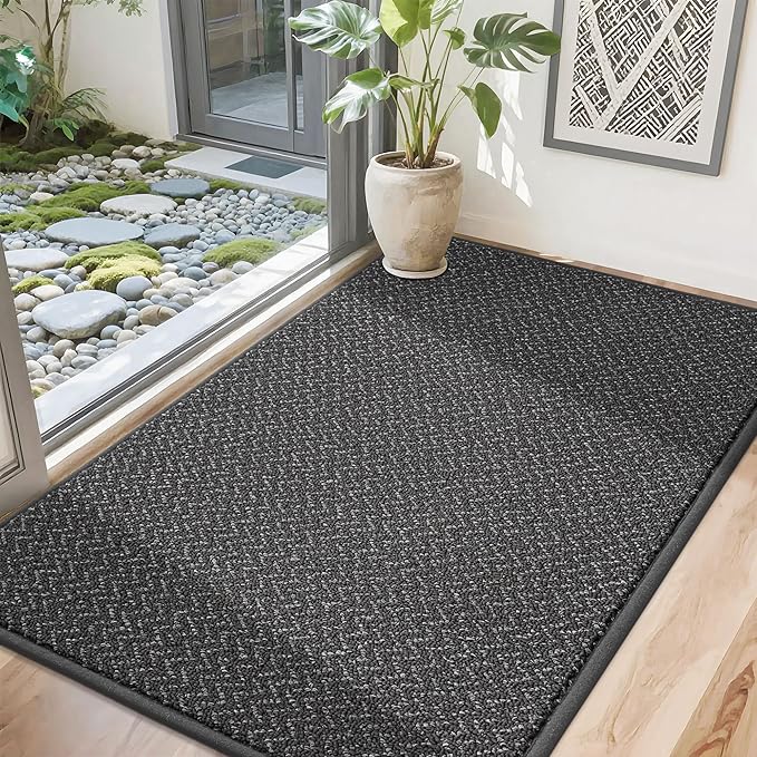 COSY HOMEER-Door-Mat 32"x48" Non Slip Absorbent Entryway Rugs Dirt Trapper Doormats Washable Entrance Mats Low Pile Welcome Floor Mat for Front Back Door and Entry Mats,Dark Grey