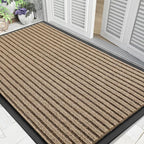 Yimobra Front Door Mat Outdoor Indoor Entrance, 100% Waterproof All-Season All Weather Doormat, Welcome Matt Outside Entry, Non Slip, Low Profile, Heavy Duty Patio Porch Floor Mats,47 x 32,Khaki