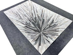 Faux Cowhide Area Rug | Radiating Starburst Pattern Non-Slip Leather Carpet for Western, Farmhouse & Modern Home Décor – Living Room, Bedroom & Office Accent(Grey_4x6)