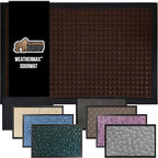 GORILLA GRIP 100% Waterproof All-Season WeatherMax Doormat US Designed Natural Rubber, Stain and Fade Resistant, Low Profile Indoor Outdoor Door Mats, Easy Clean Patio Mat, 17x29, Coffee Square